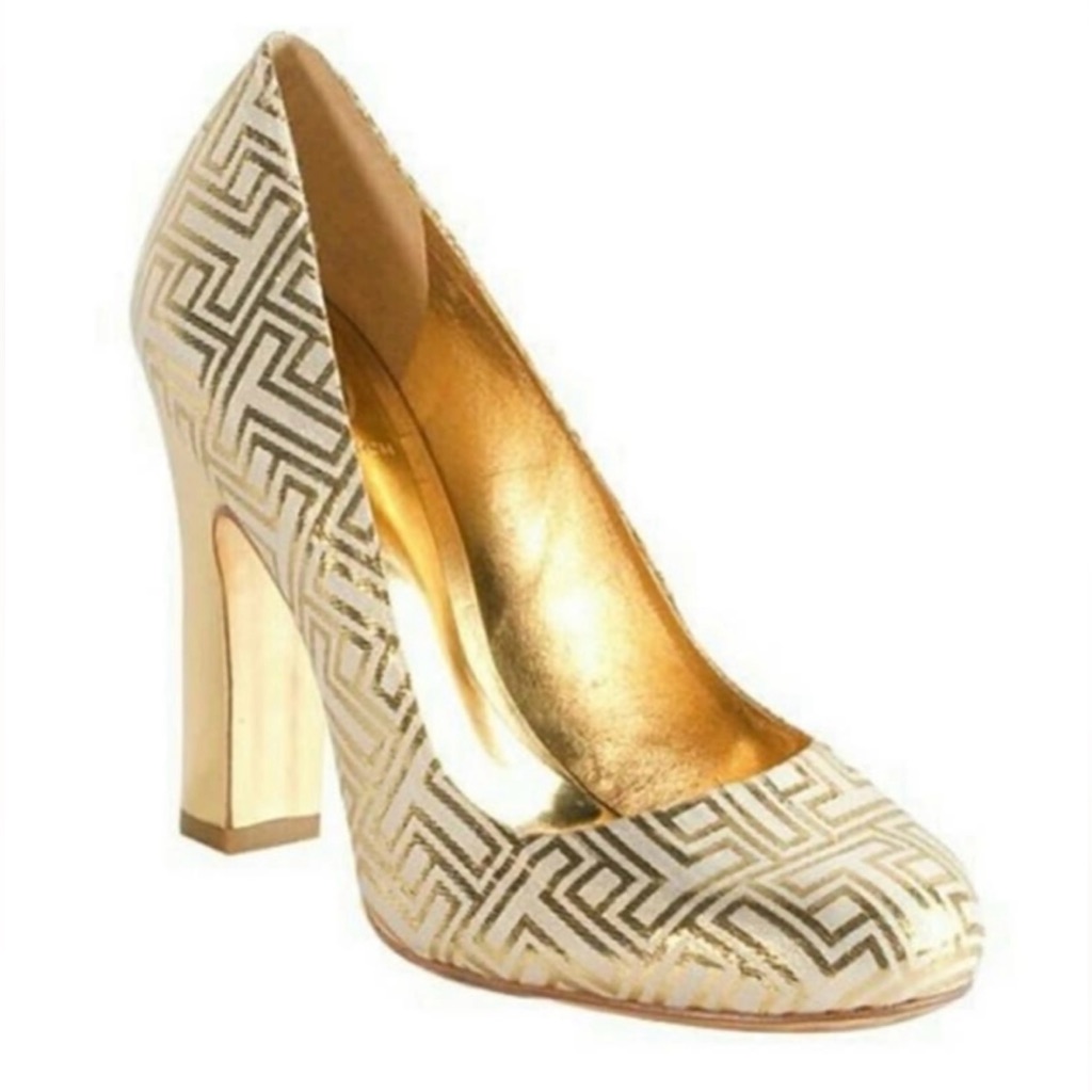 Tory Burch Colin Pump In Gold And Ivory Sz 9.5